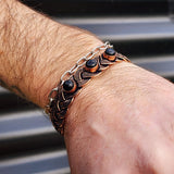 Handmade Copper Wire Wrap & Natural Black Onyx Cuff Bracelet