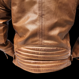 Dune Rider - Mens REAL Genuine Leather Jacket - Tan Ribbed