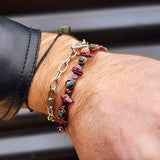 Electroformed Copper & Natural Raw Aquamarine with Raw Pink Tourmaline Bracelet