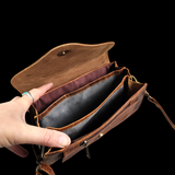 Genuine Leather Half Round Hand Bag - Vintage Brown