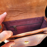 Genuine Leather Shoulder Bag - Vintage Brown