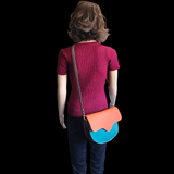 Genuine Leather Half Round Patchwork Handbag / Shoulder Bag