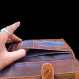 Genuine Leather Purse With Middle Strap - Vintage Brown