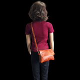 Genuine Leather Rectangle Shoulder Bag - Vintage Brown