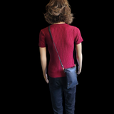 Genuine Leather Vertical Gypsy Shoulder Bag - Black