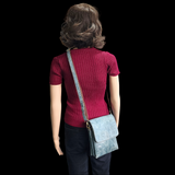 Genuine Leather Shoulder Bag - Light Blue