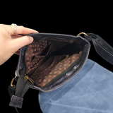 Genuine Leather Shoulder Bag - Vintage Dark Purple / Black