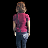 Genuine Leather Small Rounded Handbag - Black