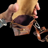 Genuine Leather Vertical Shoulder Bag Phone Holder Purse - Vintage Brown