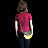 Genuine Leather & Cow Hair Hand Bag - Yellow Camo Patchwork