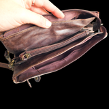 Genuine Leather & Cow Hair Rectangle Shoulder Bag - Brown + Hair