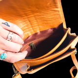 Genuine Leather & Cow Hair Rounded Handbag - Tan & Cow Hair