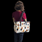 Genuine Leather & Cow Hair Large Tote Bag - Patchwork Black