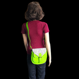 Genuine Leather & Cow Hair Hand Bag - Lime Polka