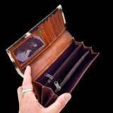 Genuine Leather & Cow Hair Clutch Purse - Brown, Black & White