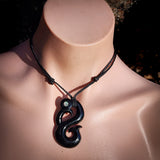 Manaia Black Bone Carving Pendant Necklace - NZ Maori Inspired
