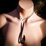 XXL Black Hook Bone Carving Pendant Necklace - NZ Maori Inspired