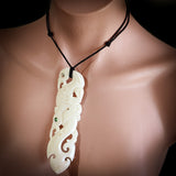 XL Double Manaia Bone Carving Pendant Necklace