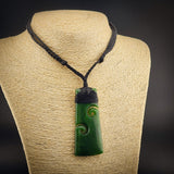 Natural Jade Double Koru Toki Pendant Necklace