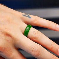 Size Q Round Natural Nephrite Greenstone Band Ring