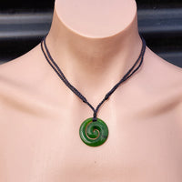 Natural Greenstone Carved Koru Pendant Necklace