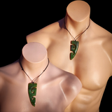 2pcs Matching Set Natural Jade Double Koru Heart Pendant Necklaces (N2151)