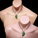 2pcs Matching Set Koru Heart Natural Jade Pendant Necklaces (N2228)