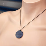 30mm Natural Lapis Lazuli Flat Disk Pendant Necklace