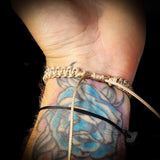 Natural Turquoise Cylinder Tan Macramé Bracelet (10X12B)