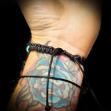 Natural Turquoise Cylinder Black Macramé Bracelet