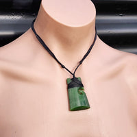 Greenstone Toki Pendant Necklace With Koru Carved Center