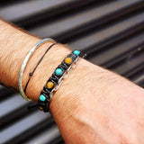 Raw Honey Baltic Amber & Turquoise Stone Macrame Bracelet