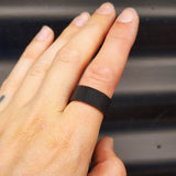 Size Y, T - Solid Black Stainless Steel Mesh Ring