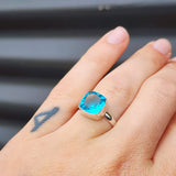 Solid Sterling Silver & Natural Blue Topaz Handmade Signet Ring