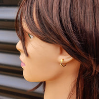 Solid 925 Sterling Silver Gold Cross Hoop Earrings