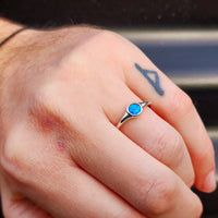 (R) Solid 925 Sterling Silver & 6.2mm Created Opal Round Signet Ring