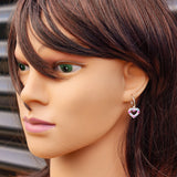12mm Colorful CZ & Solid 925 Sterling Silver Heart Hoop Earrings