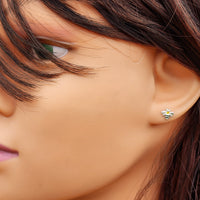 7mm Yellow CZ & Solid 925 Sterling Silver Bumblebee Stud Earrings