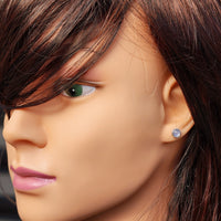 Natural Tanzanite & Solid 925 Sterling Silver Round Stud Earrings