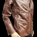 50% OFF SALE. The Grizzly - Mens REAL Genuine Leather Jacket - Classic Brown
