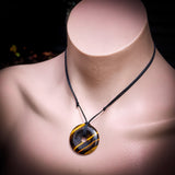 30mm Natural Tigers Eye Donut Pendant Necklace