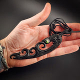 XL Manaia Black Bone Carving Pendant Necklace