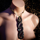 XL Double Manaia Black Bone Carving Pendant Necklace - NZ Maori Inspired