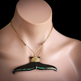 Whale Tail Black Bone Carving Pendant Necklace