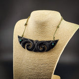 Pekapeka Black Bone Carving Pendant Necklace