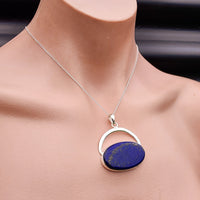 Solid Sterling Silver & Natural Lapis Lazuli Handmade Breastplate Necklace