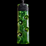 Natural Jade Quad Koru Toki Pendant Necklace (N2118)