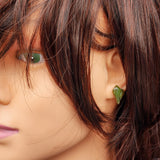 Irregular Greenstone & Solid Silver Stud Earrings (1A2C6)