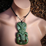 Natural Jade Hei Tiki Pendant Necklace (N1066)