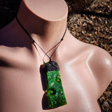 Natural Jade Double Koru Toki Pendant Necklace (N1208)